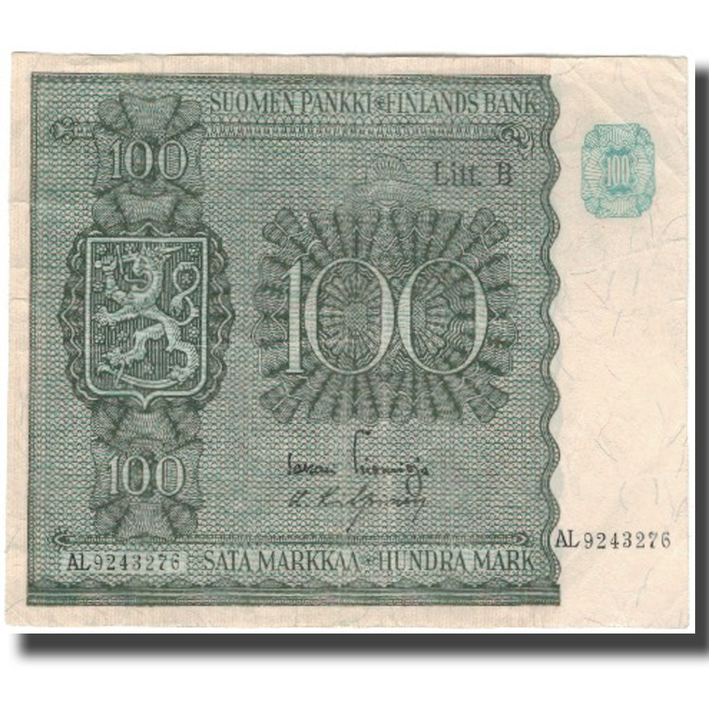 Billete, 100 Markkaa, Finlandia, KM:88, BC+