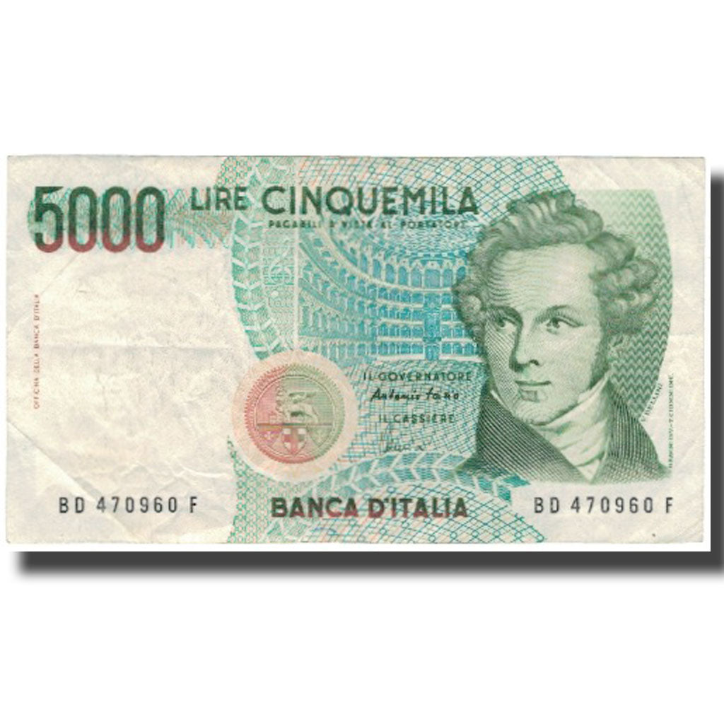 Nota, Itália, 5000 Lire, KM:111c, EF(40-45)