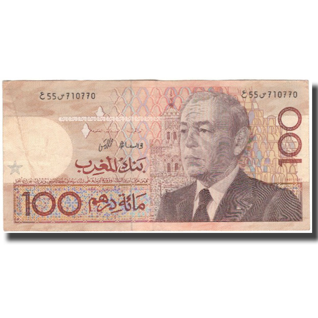 Biljet, Marokko, 100 Dirhams, KM:65a, TB+