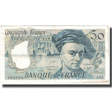 Francja, 50 Francs, Quentin de La Tour, 1985, VF(20-25), Fayette:67.11, KM:152b
