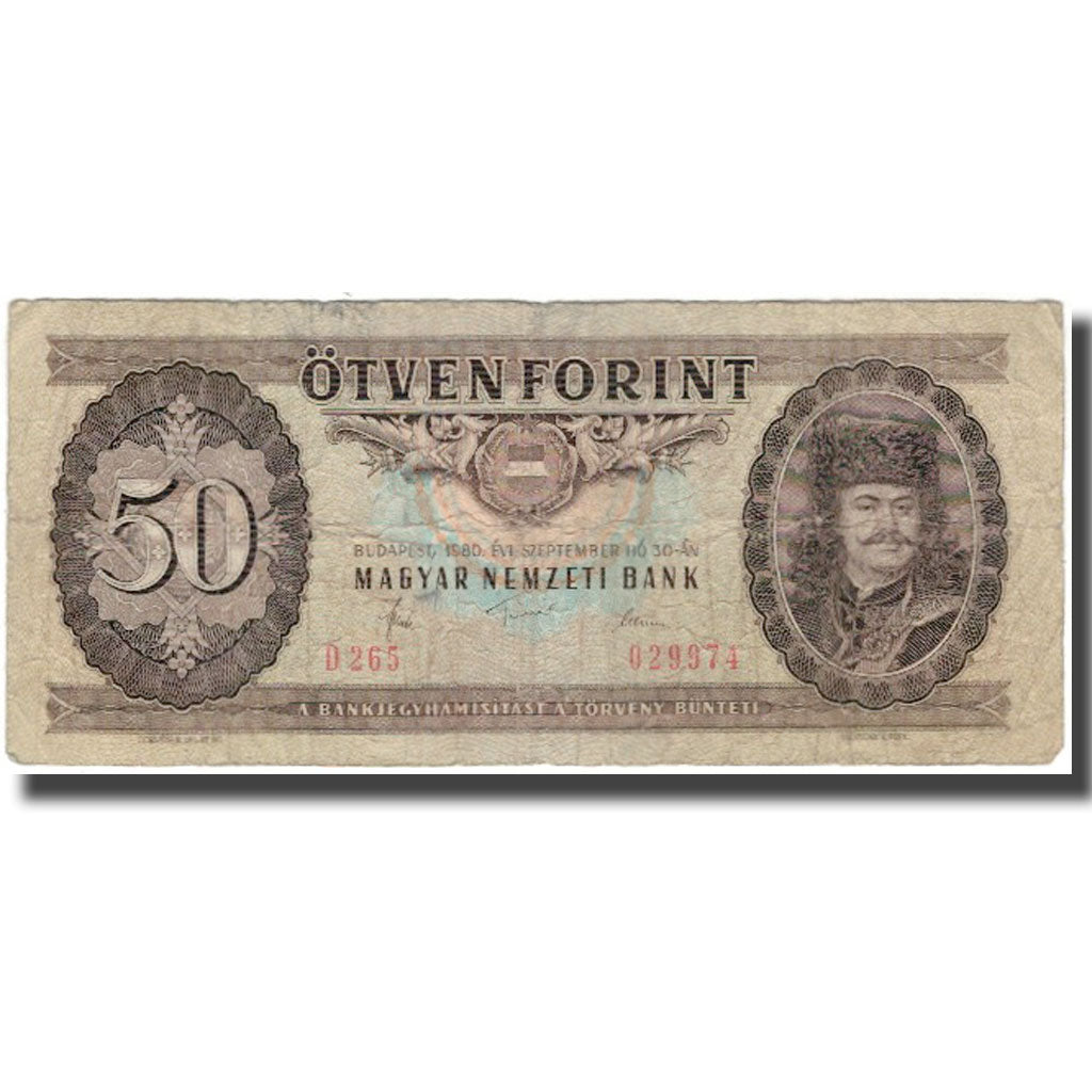 Biljet, Hongarije, 50 Forint, 1980-09-30, KM:170d, TB