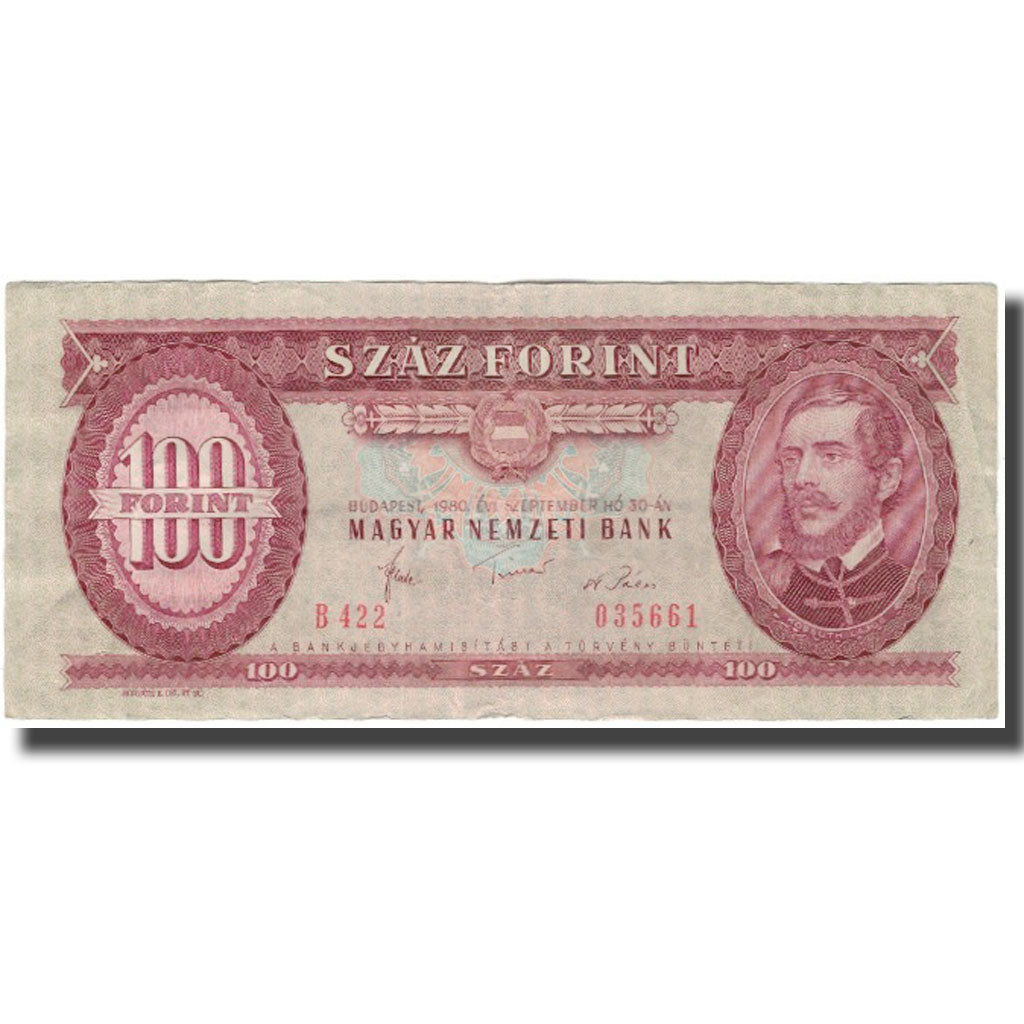 Biljet, Hongarije, 100 Forint, 1980-09-30, KM:171f, TB+