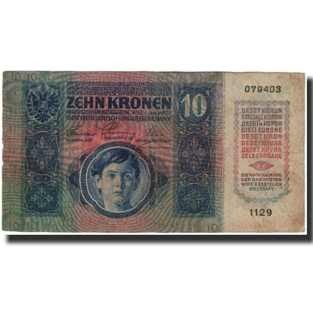 Banknote, Hungary, 10 Korona, 1915, KM:19, VF(30-35)