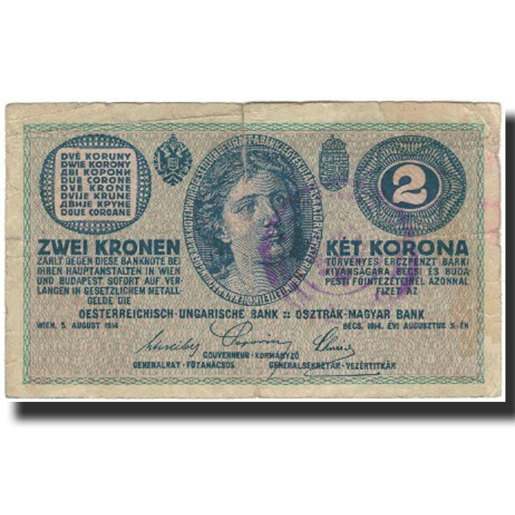 Billete, 2 Kronen, 1914, Austria, KM:17b, BC
