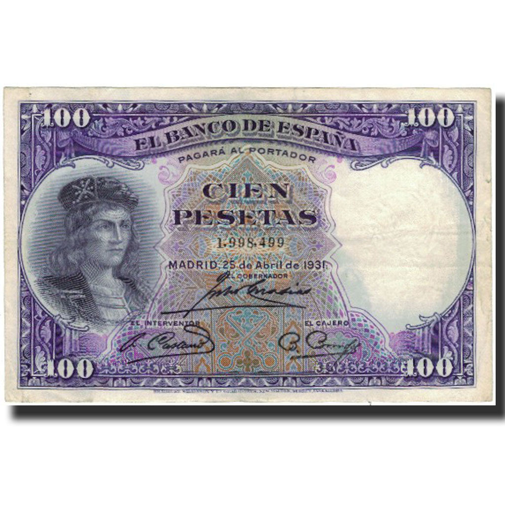 Banknote, Spain, 100 Pesetas, 1931-04-25, KM:83, EF(40-45)
