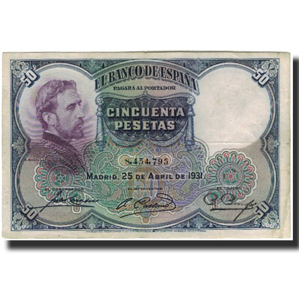 Banknote, Spain, 50 Pesetas, 1931-04-25, KM:82, VF(30-35)