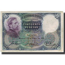Banknote, Spain, 50 Pesetas, 1931-04-25, KM:82, VF(30-35)