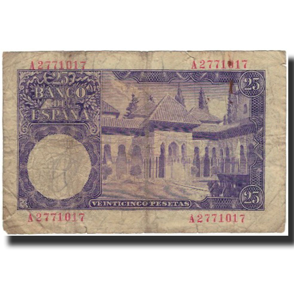 Banknote, Spain, 25 Pesetas, 1954-07-22, KM:147a, F(12-15)