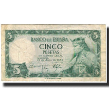 Banknot, Hiszpania, 5 Pesetas, 1954-07-22, KM:146a, VF(30-35)