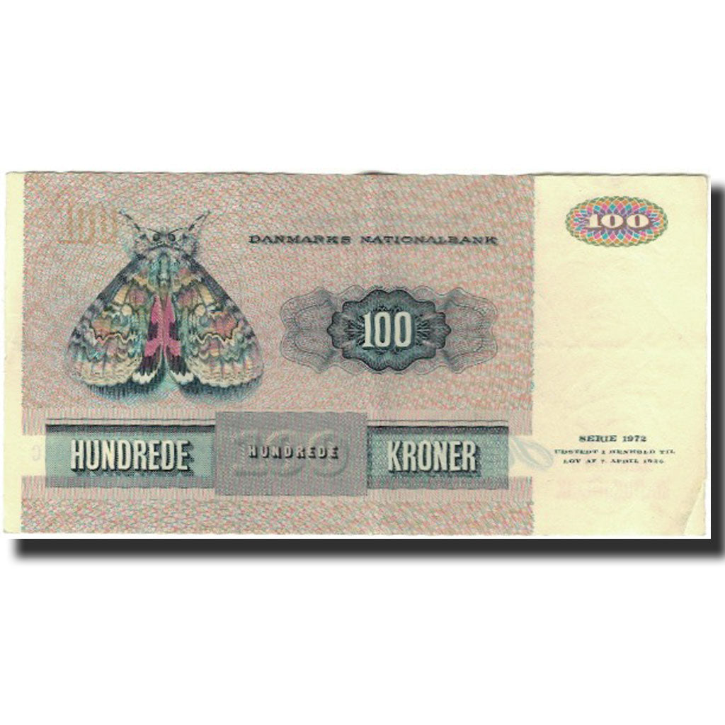 Billete, 100 Kroner, 1972, Dinamarca, KM:51r, MBC