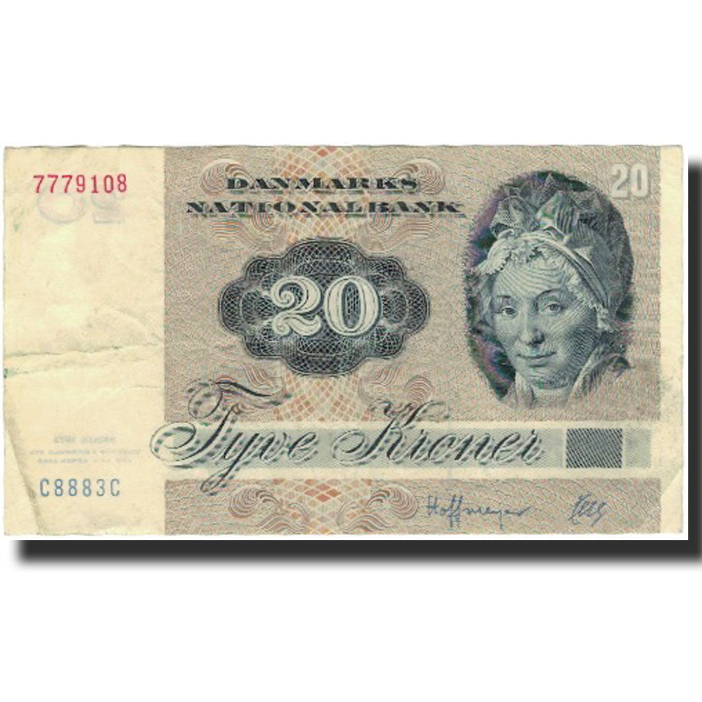 Billete, 20 Kroner, 1972, Dinamarca, KM:49h, BC+