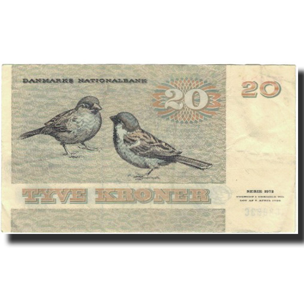 Billete, 20 Kroner, 1972, Dinamarca, KM:49h, BC+