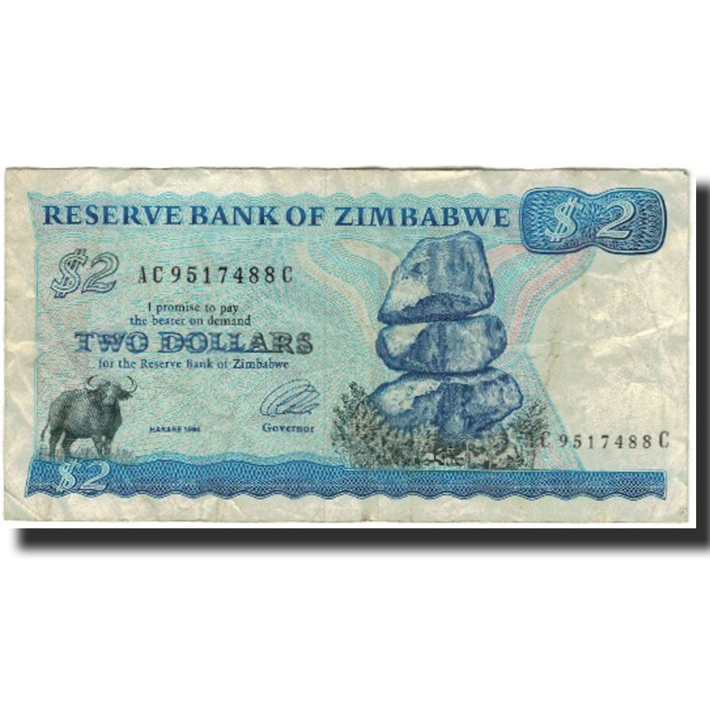 Billete, 2 Dollars, Zimbabue, KM:1c, RC+