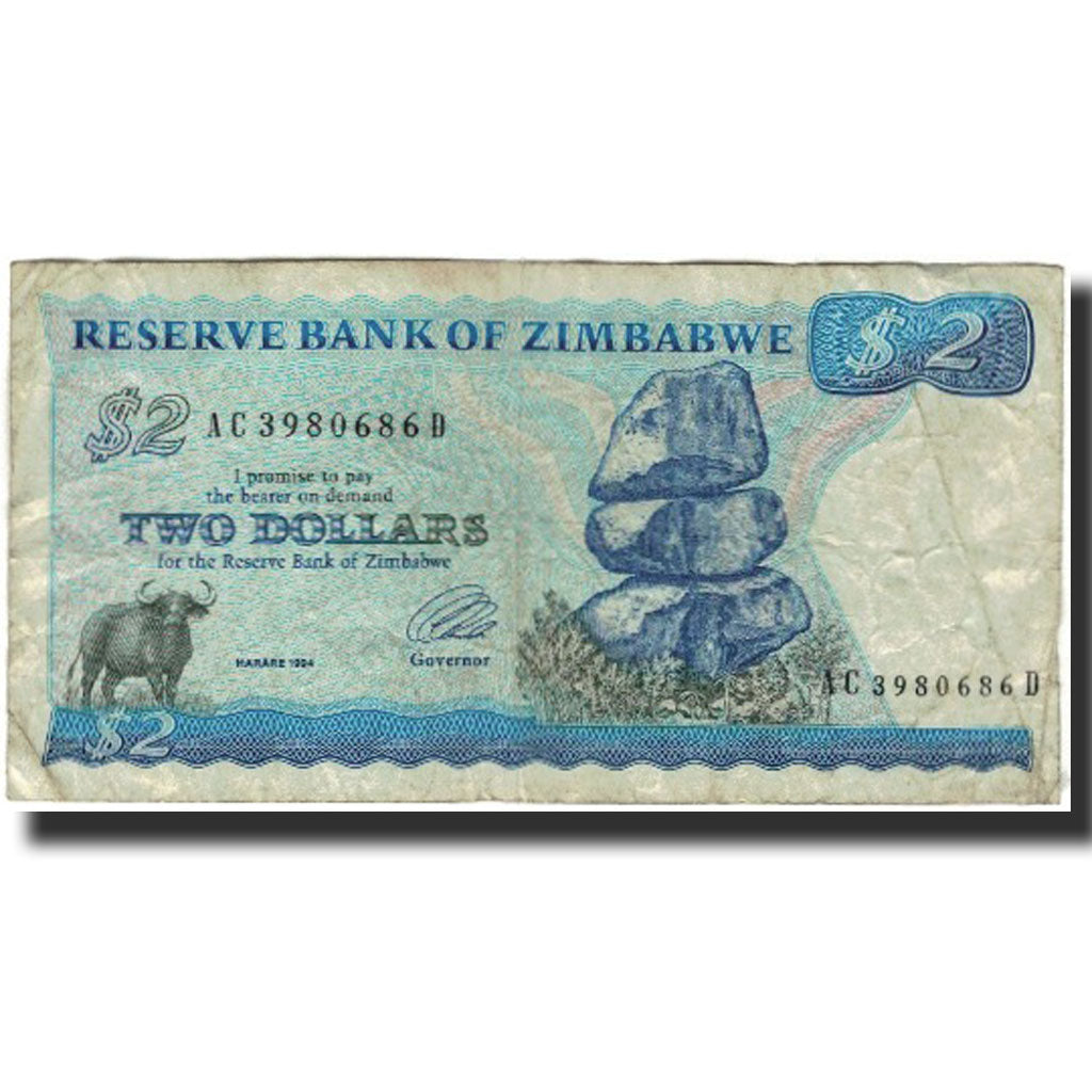 Biljet, Zimbabwe, 2 Dollars, KM:1c, B