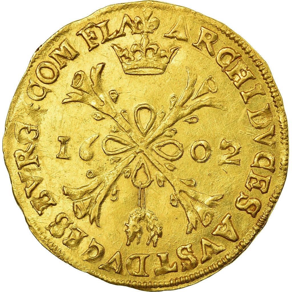 Coin, Spanish Netherlands, Flanders, 2 Albertins, 1602, Bruges, AU(55-58), Gold