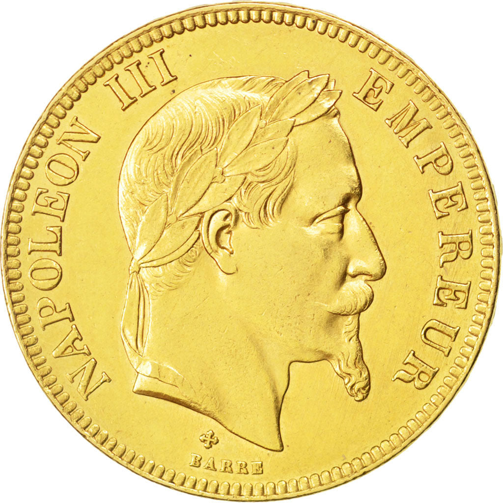 FRANCE, Napoléon III, 100 Francs, 1869, Strasbourg, KM #802.2, MS(60-62), Gold,