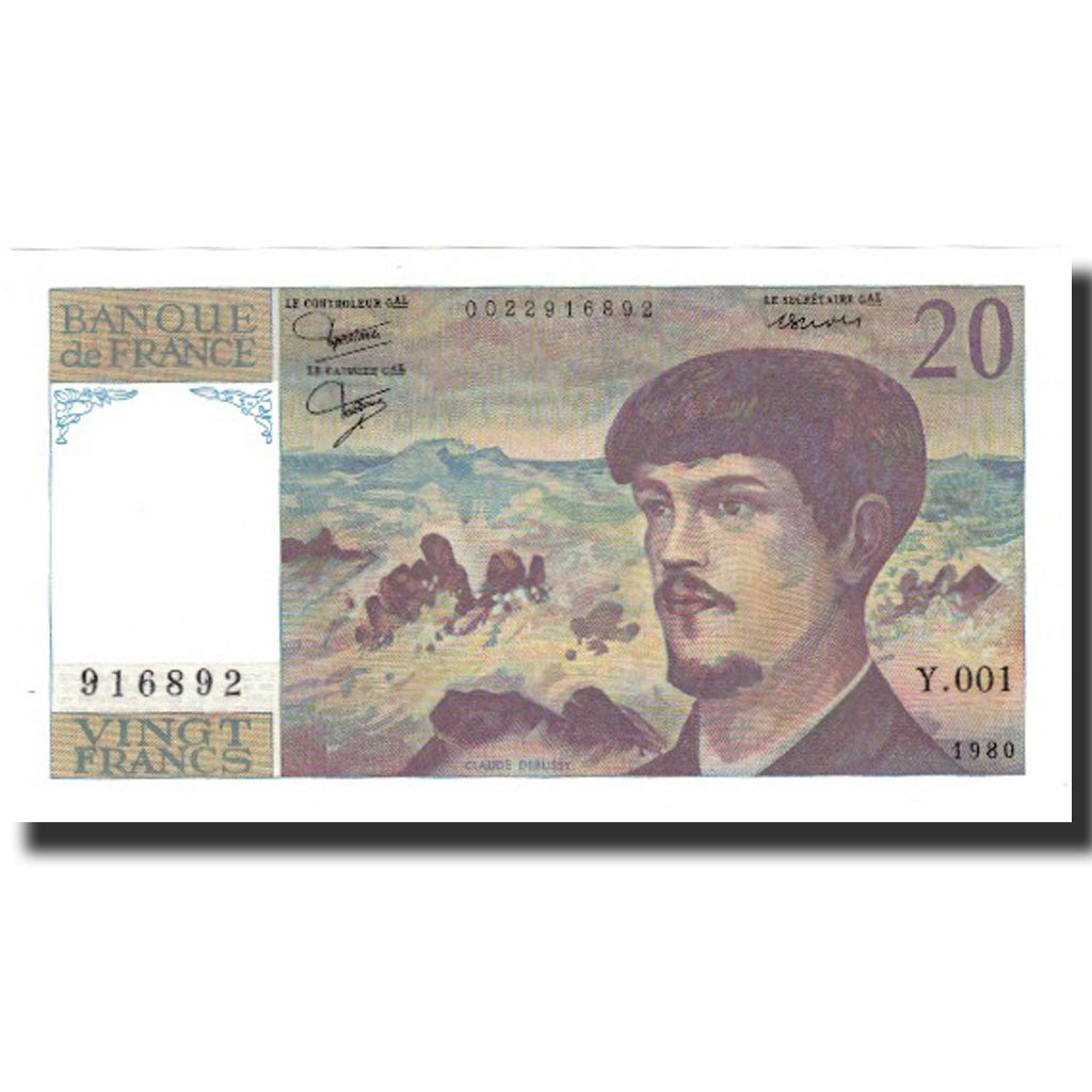 France, 20 Francs, Debussy, 1980, UNC(65-70), Fayette:66.1, KM:151a
