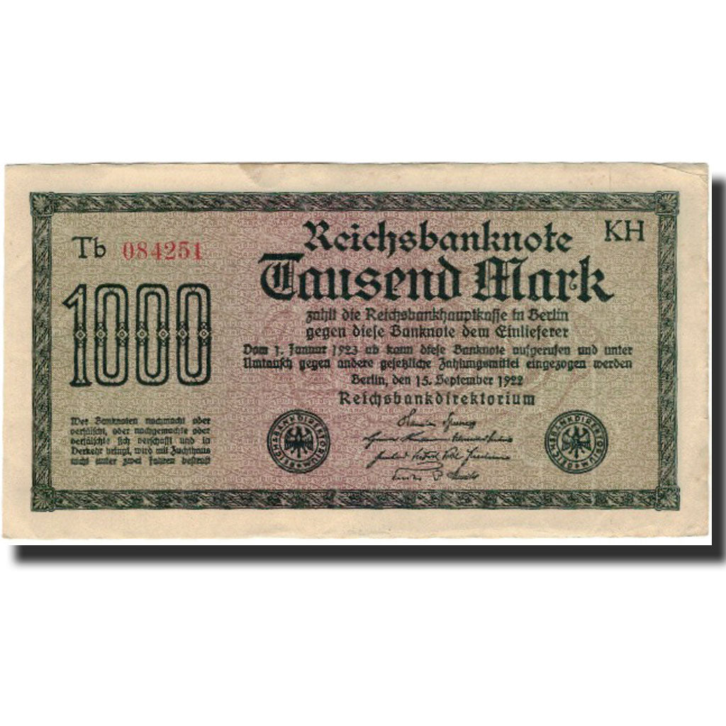 Banknote, Germany, 1000 Mark, 1922, KM:76f, AU(50-53)