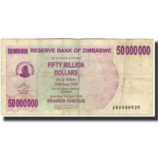 Nota, Zimbabué, 50 Million Dollars, 2008, KM:57, VF(20-25)