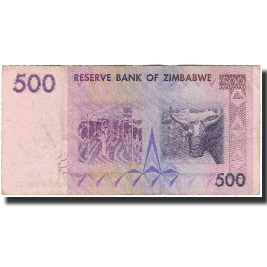 Biljet, Zimbabwe, 500 Dollars, 2007, KM:70, TB+