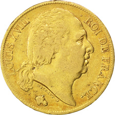 Louis XVIII, 20 Francs or au buste nu 1819 Paris, KM 712.1