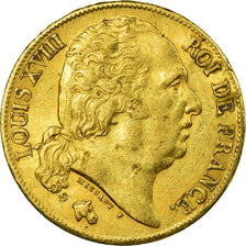 Moneta, Francia, Louis XVIII, Louis XVIII, 20 Francs, 1818, Paris, BB+, Oro