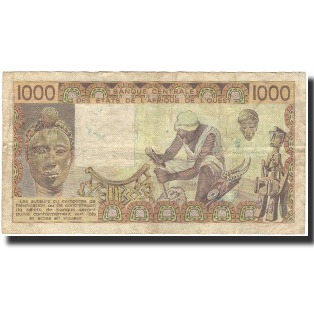 Banknote, West African States, 1000 Francs, 1981, KM:707Kb, VF(20-25)