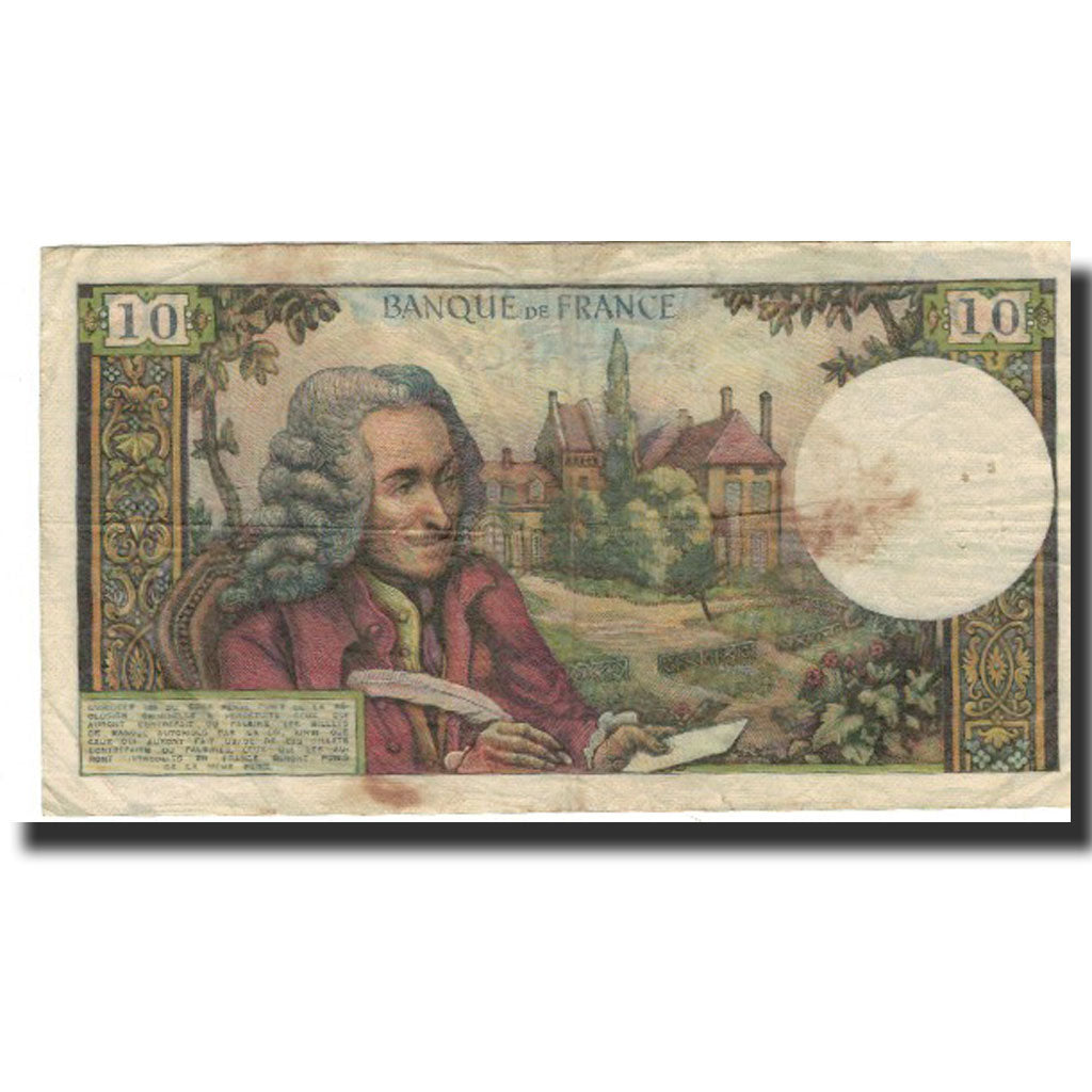 France, 10 Francs, Voltaire, 1969-03-06, B+, Fayette:62.37, KM:147c