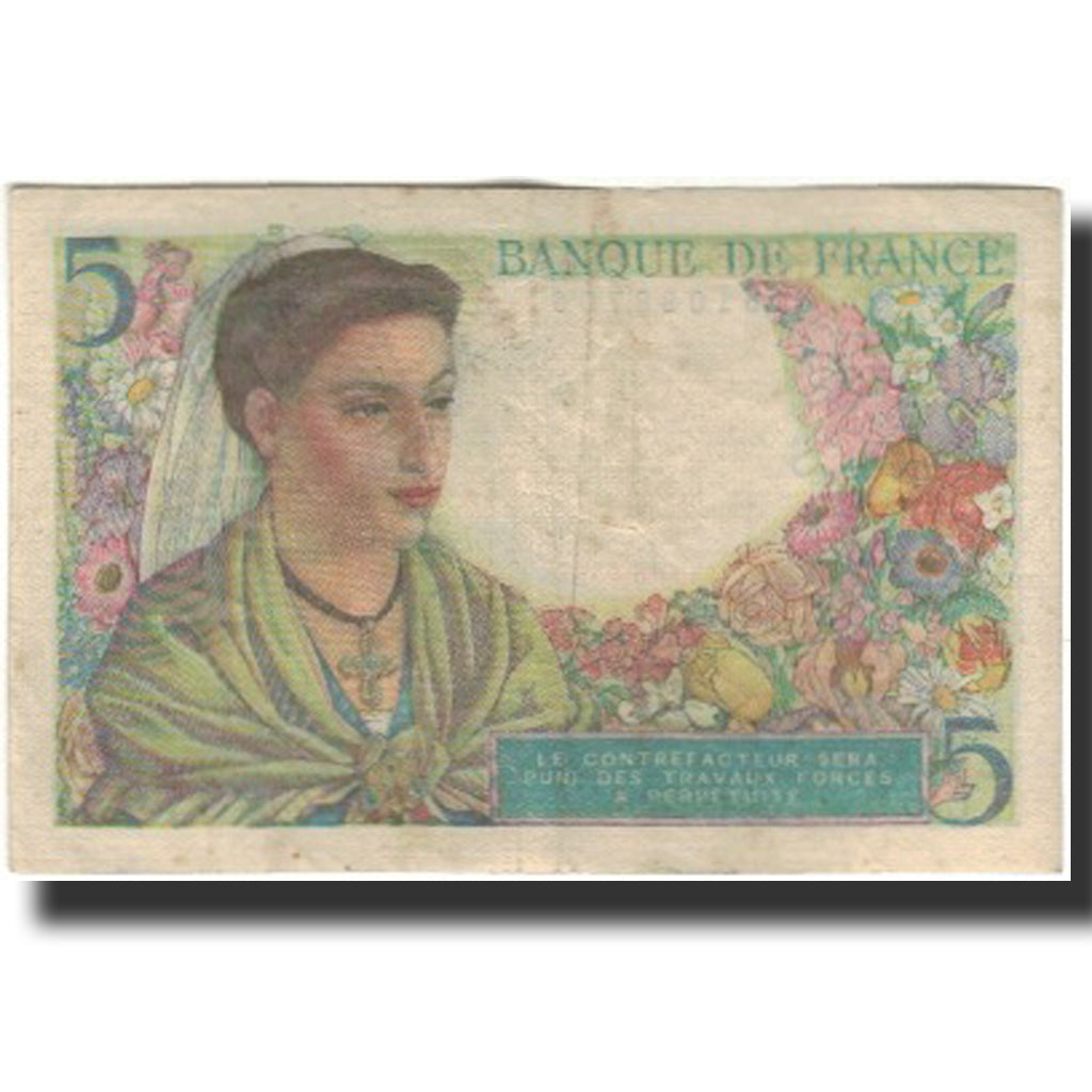 Frankrijk, 5 Francs, Berger, 1943-08-05, TB, Fayette:5.3, KM:98a