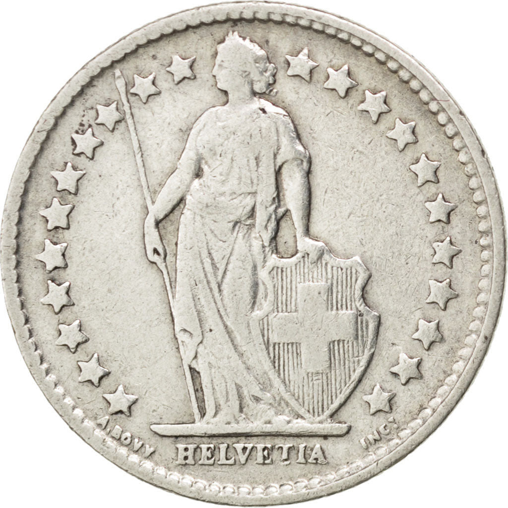 SWITZERLAND, 1/2 Franc, 1907, Bern, KM #23, EF(40-45), Silver, 18.2, 2.48