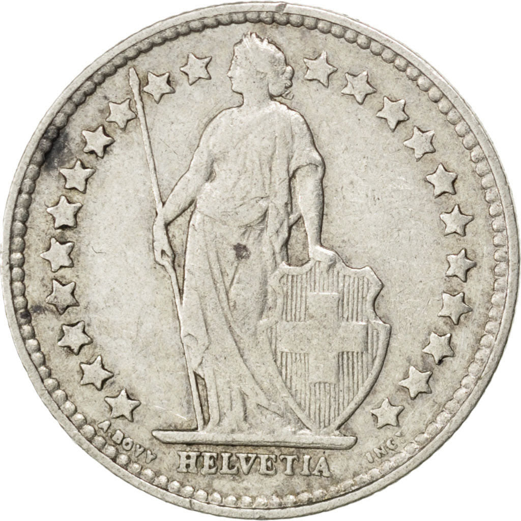 SWITZERLAND, 1/2 Franc, 1908, Bern, KM #23, EF(40-45), Silver, 18.2, 2.50