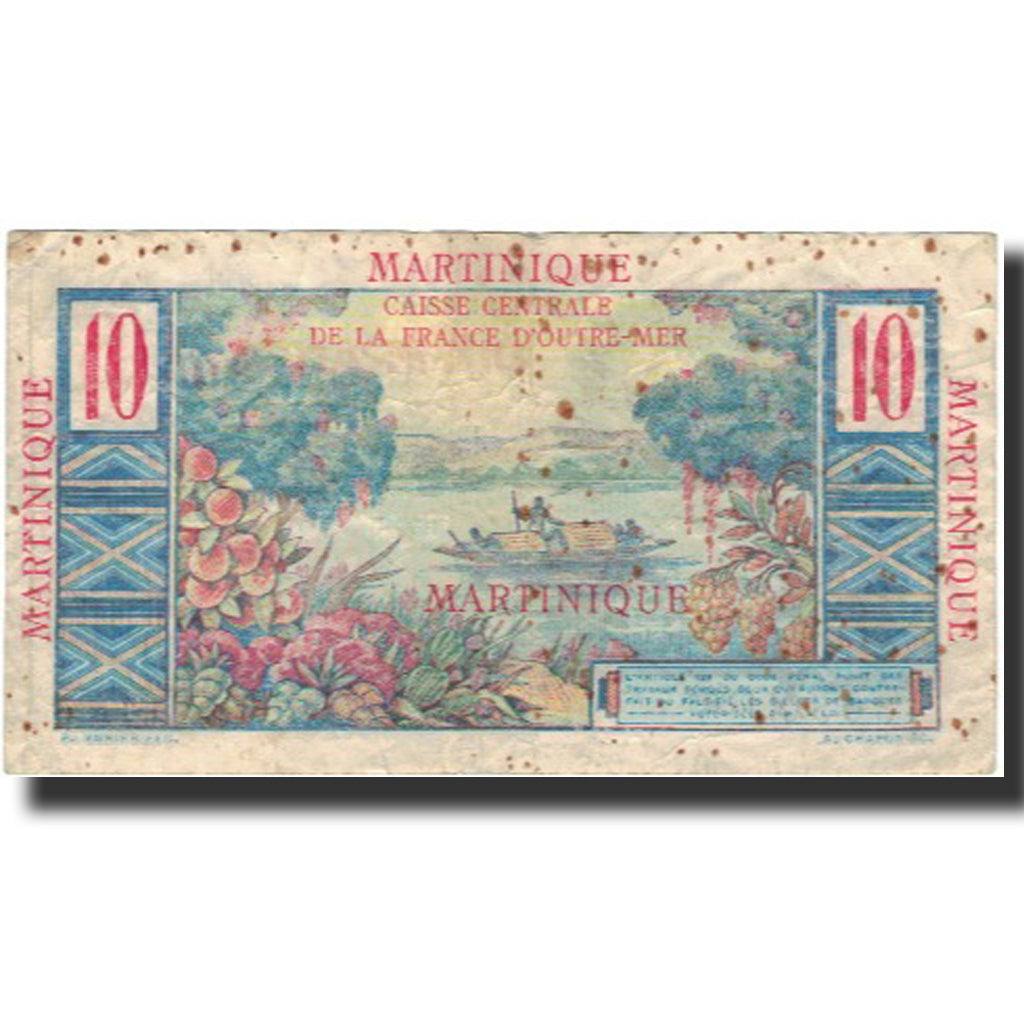 Martinica, 10 Francs, BC+, KM:28