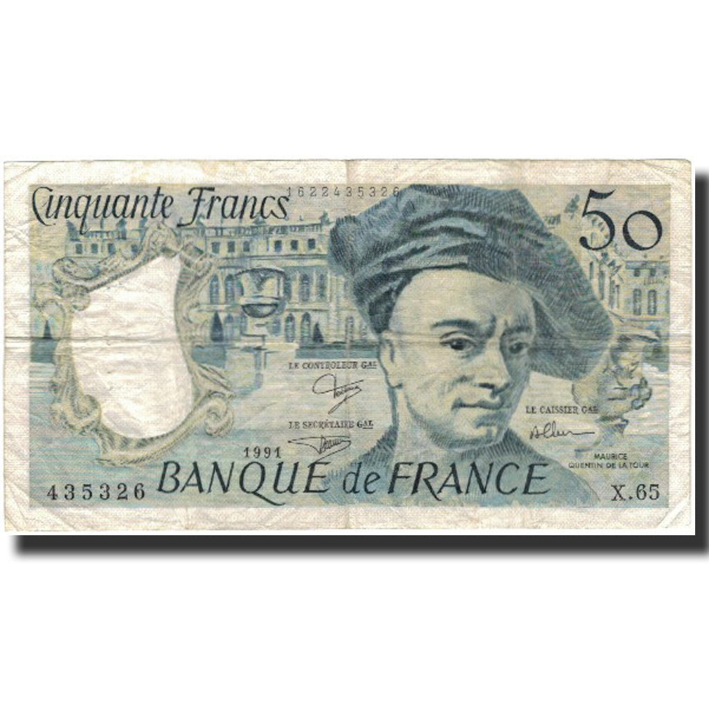 Francia, 50 Francs, Quentin de La Tour, 1991, BC+, Fayette:67.17, KM:152e