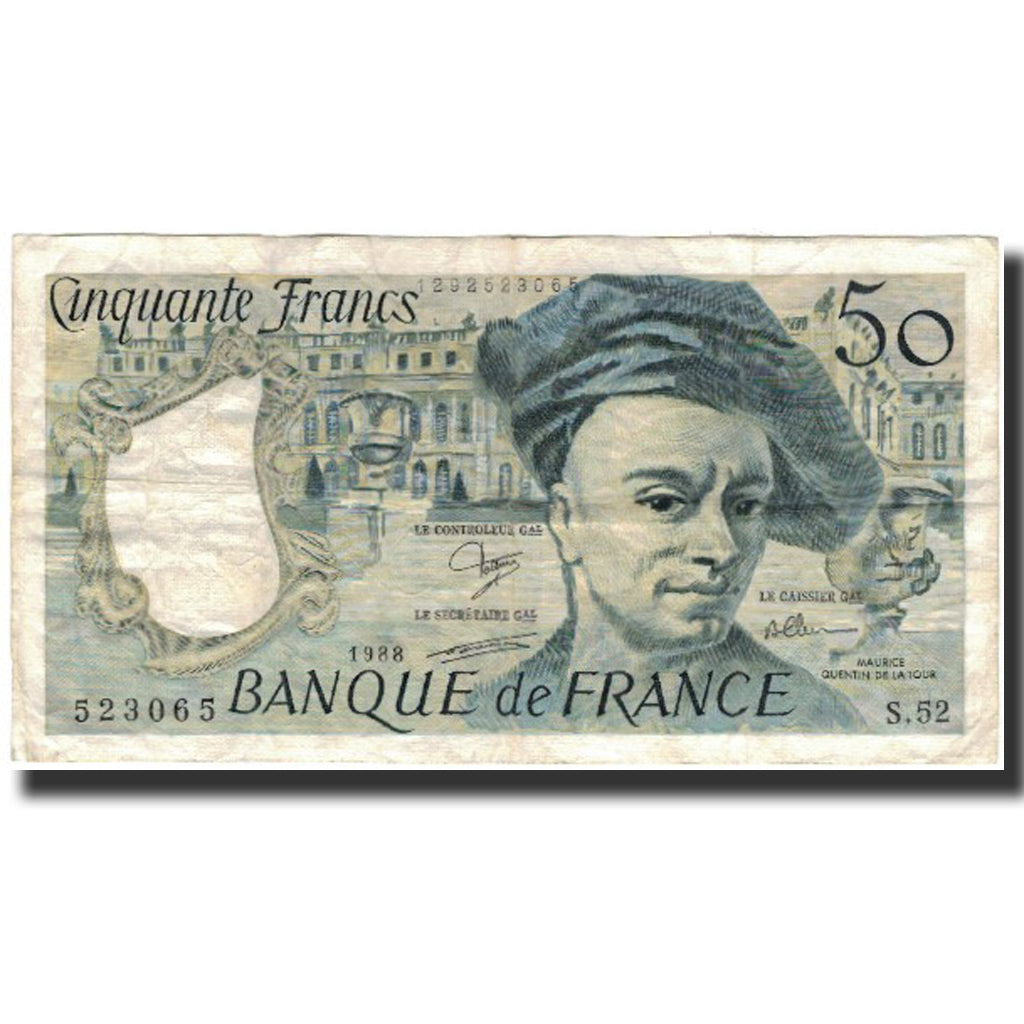 Frankrijk, 50 Francs, Quentin de La Tour, 1988, TB, Fayette:67.14, KM:152d