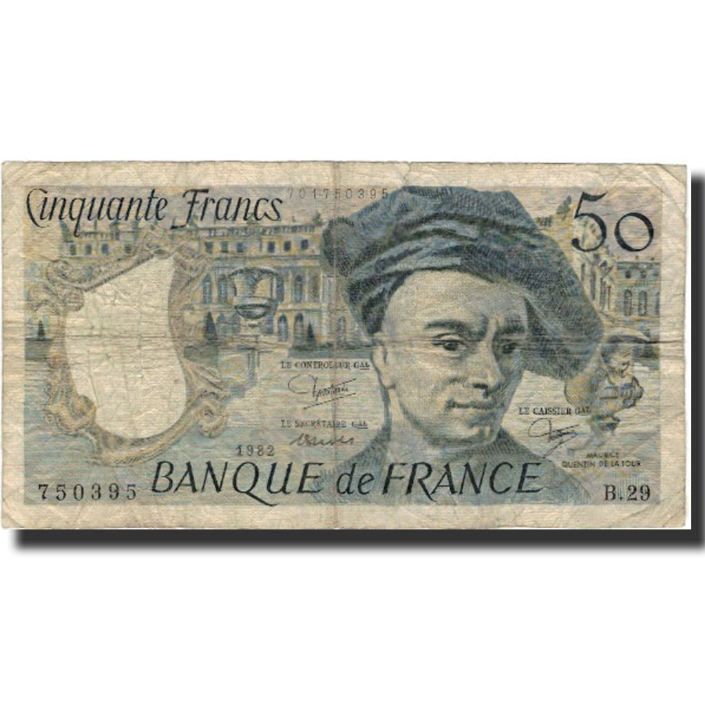 Francja, 50 Francs, Quentin de La Tour, 1982, VG(8-10), Fayette:67.8, KM:152b