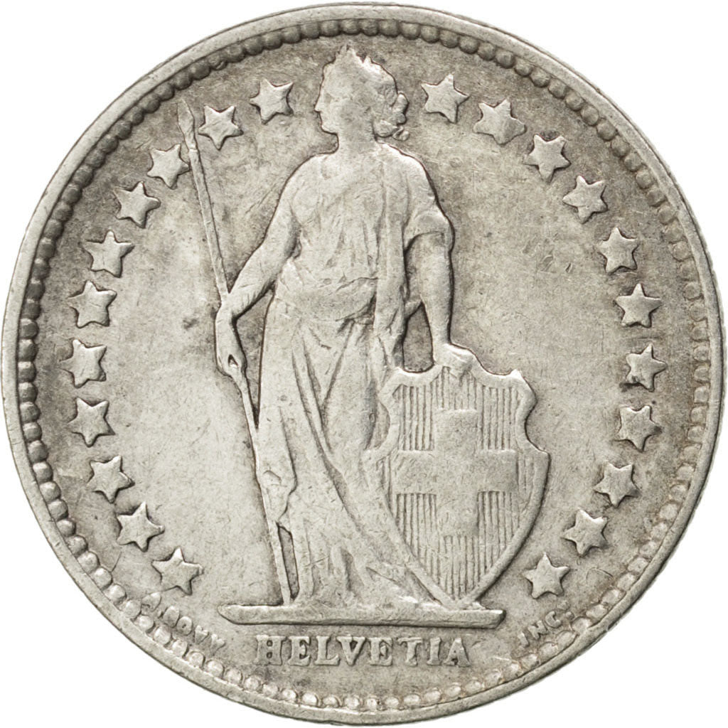SWITZERLAND, 1/2 Franc, 1916, Bern, KM #23, EF(40-45), Silver, 18.2, 2.50