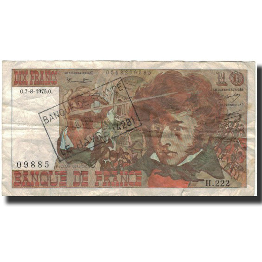 France, 10 Francs, Berlioz, 1975-08-07, TB, Fayette:63.12, KM:150b