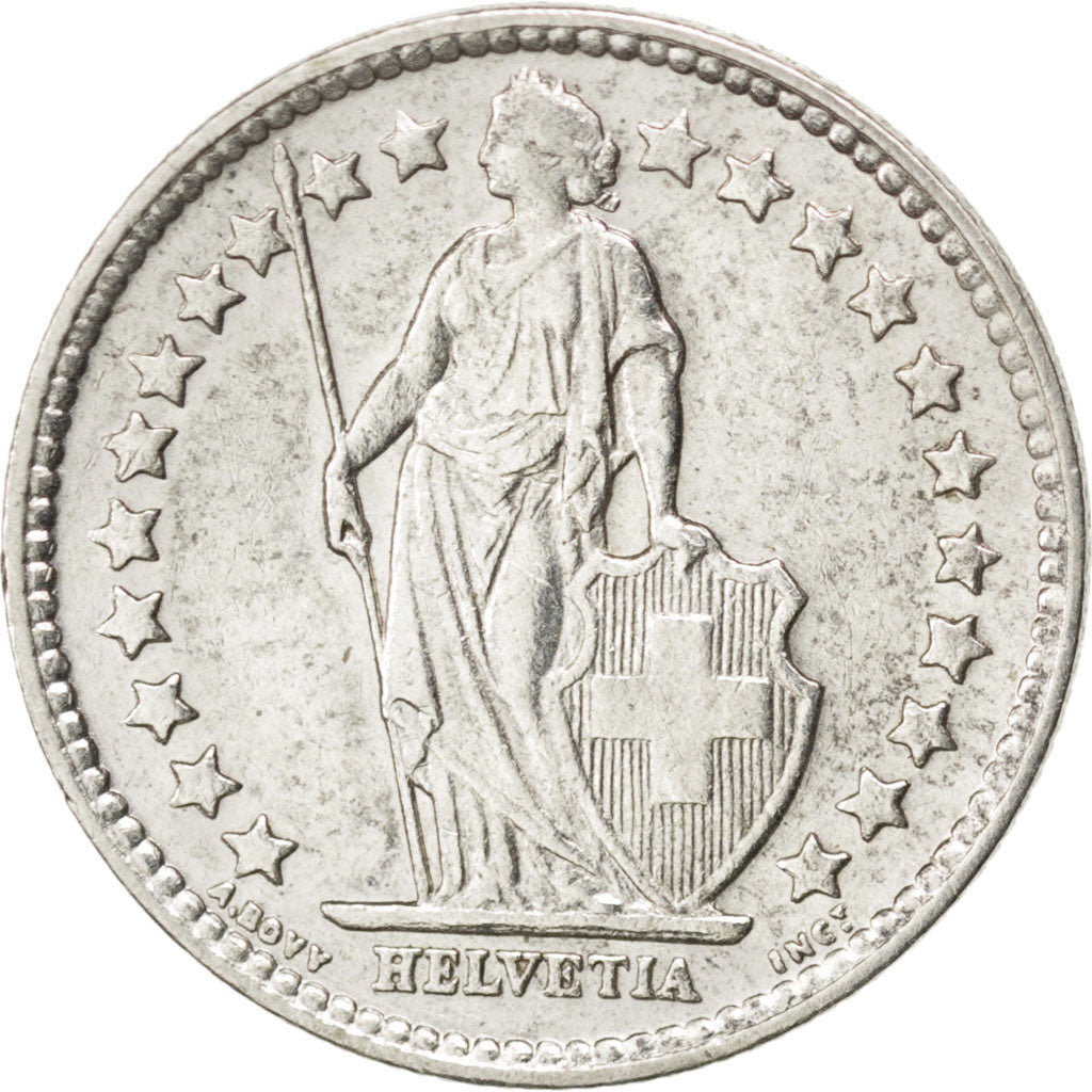SWITZERLAND, 1/2 Franc, 1936, Bern, KM #23, AU(55-58), Silver, 18.2, 2.47