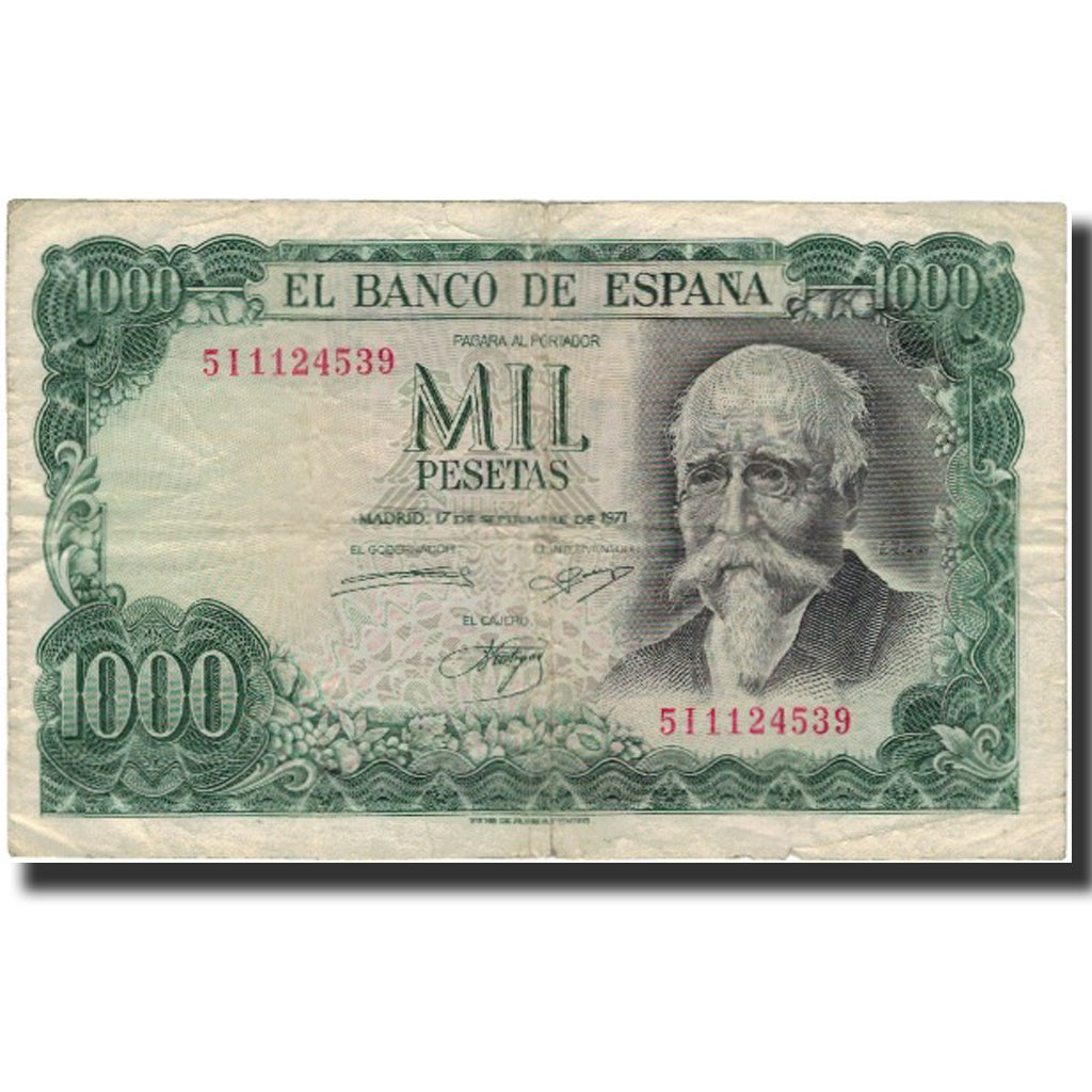 Billete, 1000 Pesetas, España, 1971-09-17, KM:154, BC+
