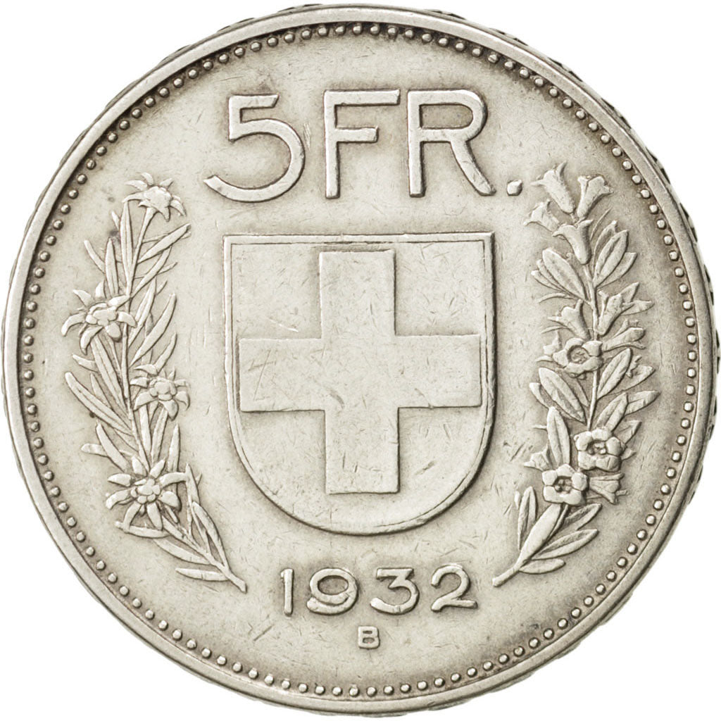 SWITZERLAND, 5 Francs, 1932, Bern, KM #40, EF(40-45), Silver, 31.45, 14.87