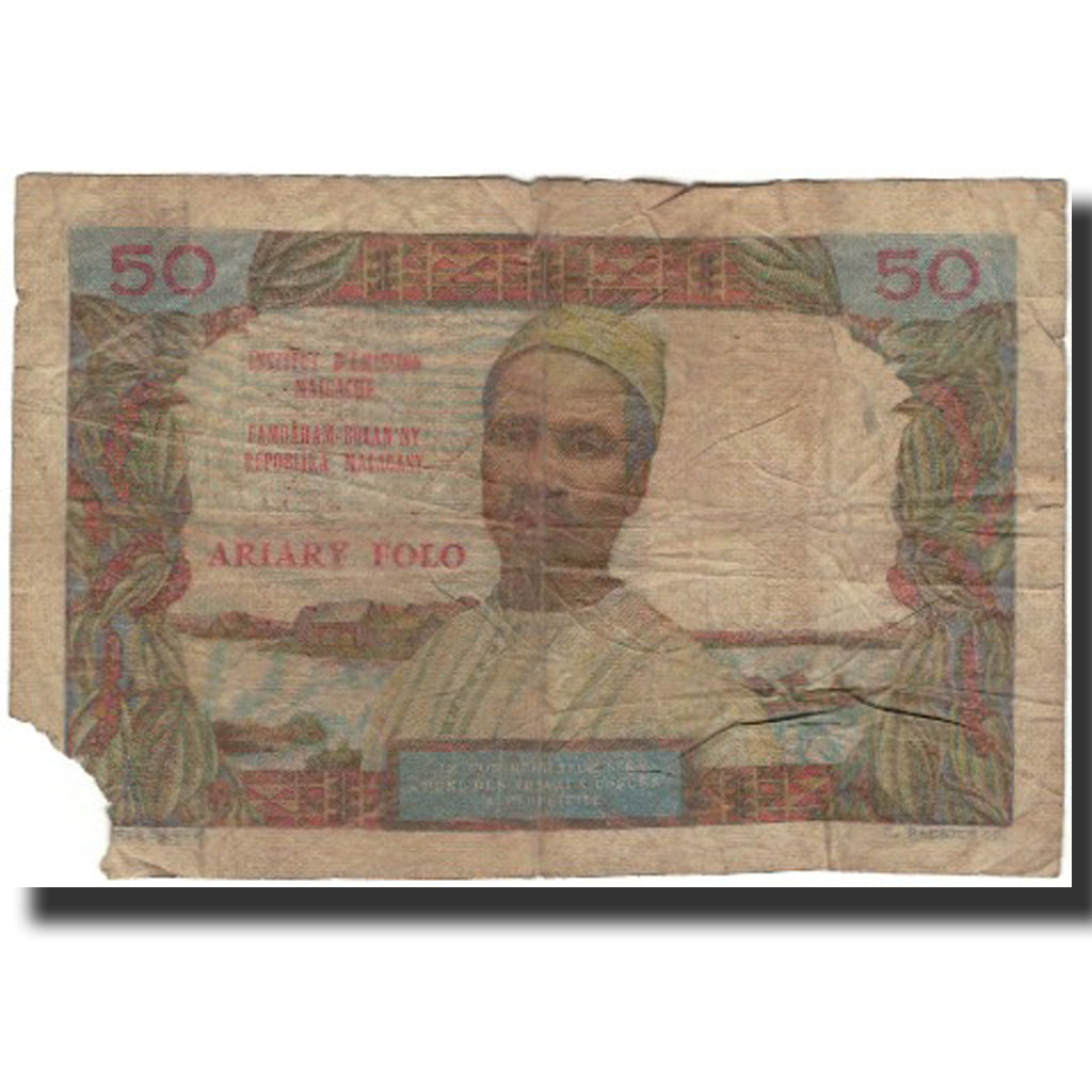 Banknote, Madagascar, 50 Francs = 10 Ariary, KM:61, G(4-6)