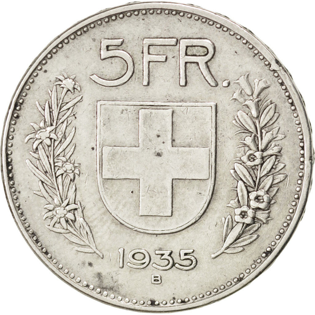 SWITZERLAND, 5 Francs, 1935, Bern, KM #40, EF(40-45), Silver, 31.45, 14.96