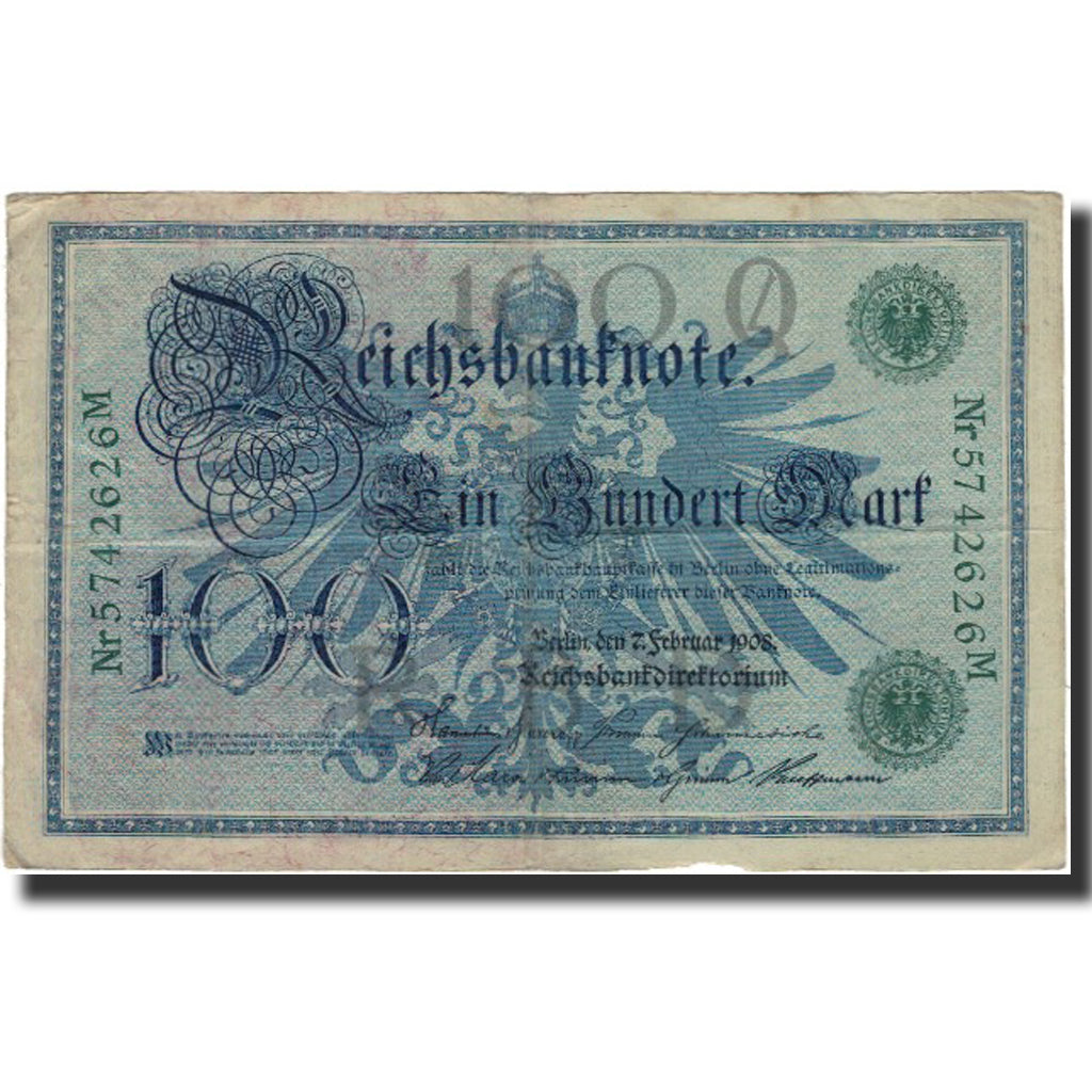 Billete, 100 Mark, 1908, Alemania, KM:34, BC+