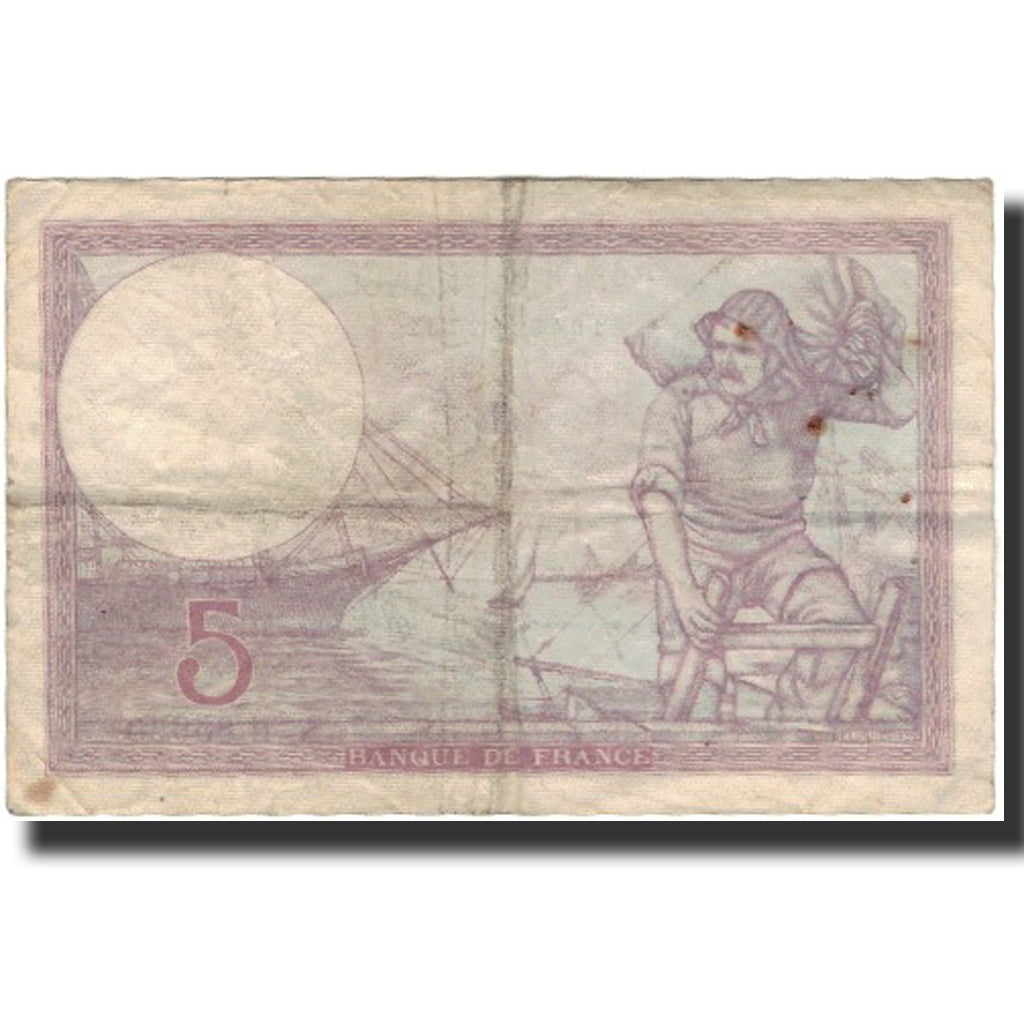 França, 5 Francs, Violet, 1939-11-02, VF(20-25), Fayette:4.14, KM:83