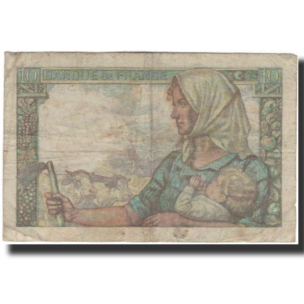 France, 10 Francs, Mineur, 1943-03-25, VG(8-10), Fayette:8.8, KM:99e