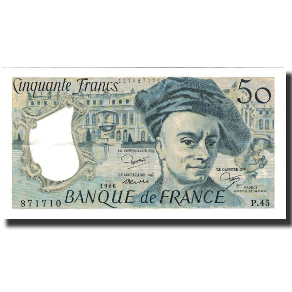 France, 50 Francs, Quentin de La Tour, 1986, TTB+, Fayette:67.12, KM:152b