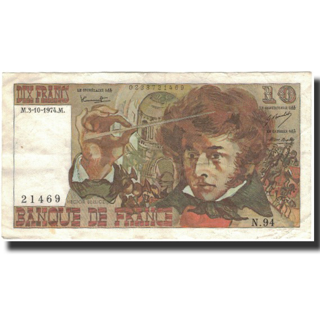 Frankreich, 10 Francs, Berlioz, 1974-10-03, SS, Fayette:63.7a, KM:150a