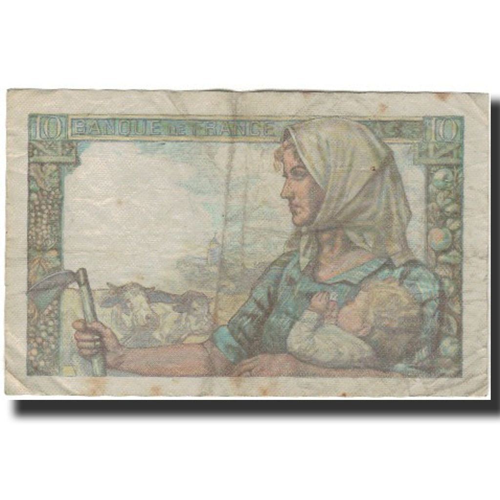 France, 10 Francs, Mineur, 1943-09-09, VF(20-25), Fayette:8.9, KM:99d