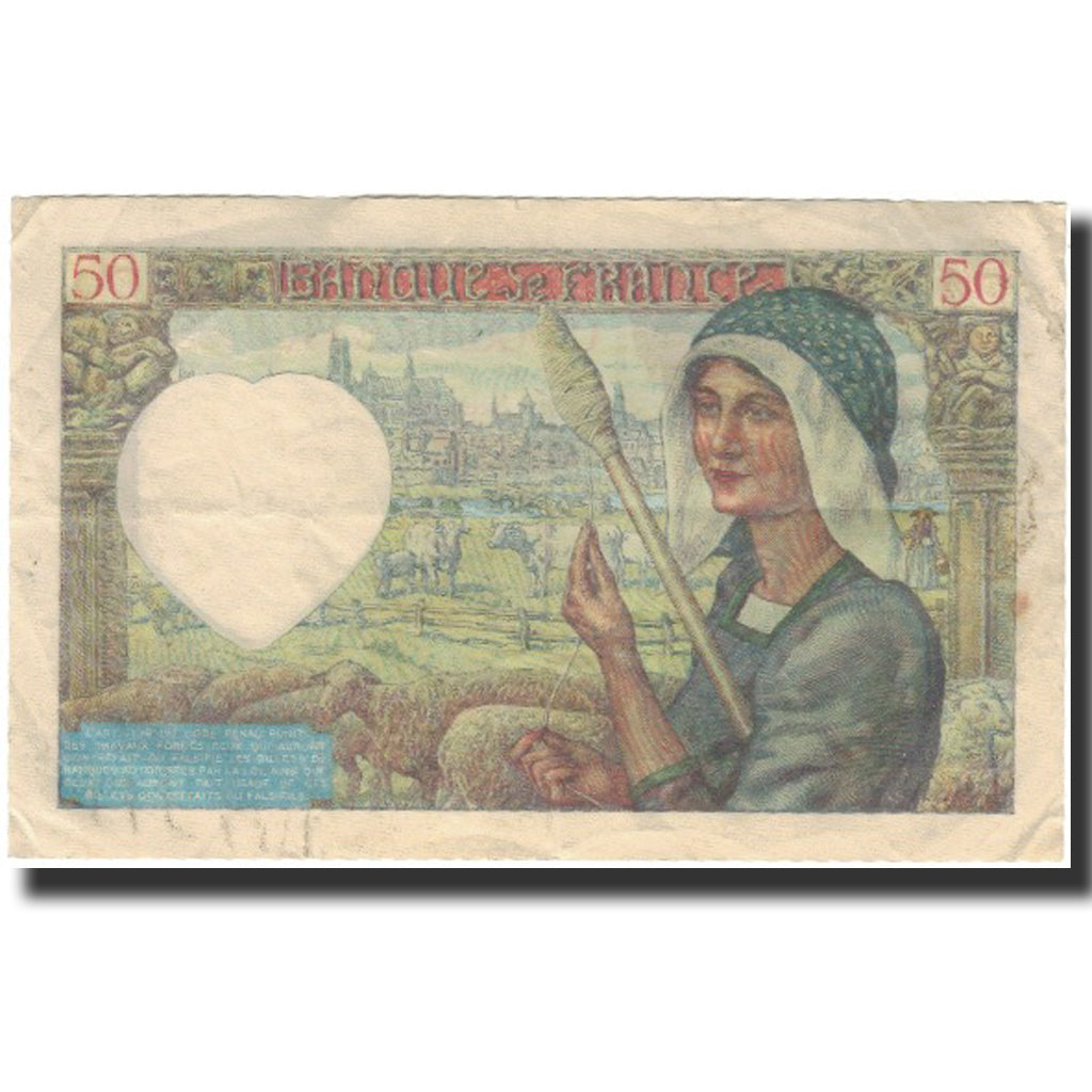 Francja, 50 Francs, Jacques Coeur, 1941-01-23, EF(40-45), Fayette:19.5, KM:93
