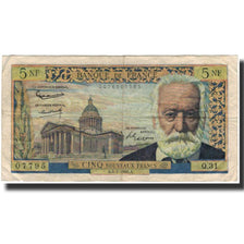 France, 5 Nouveaux Francs, Victor Hugo, 1960-02-04, B+, Fayette:56.5, KM:141a